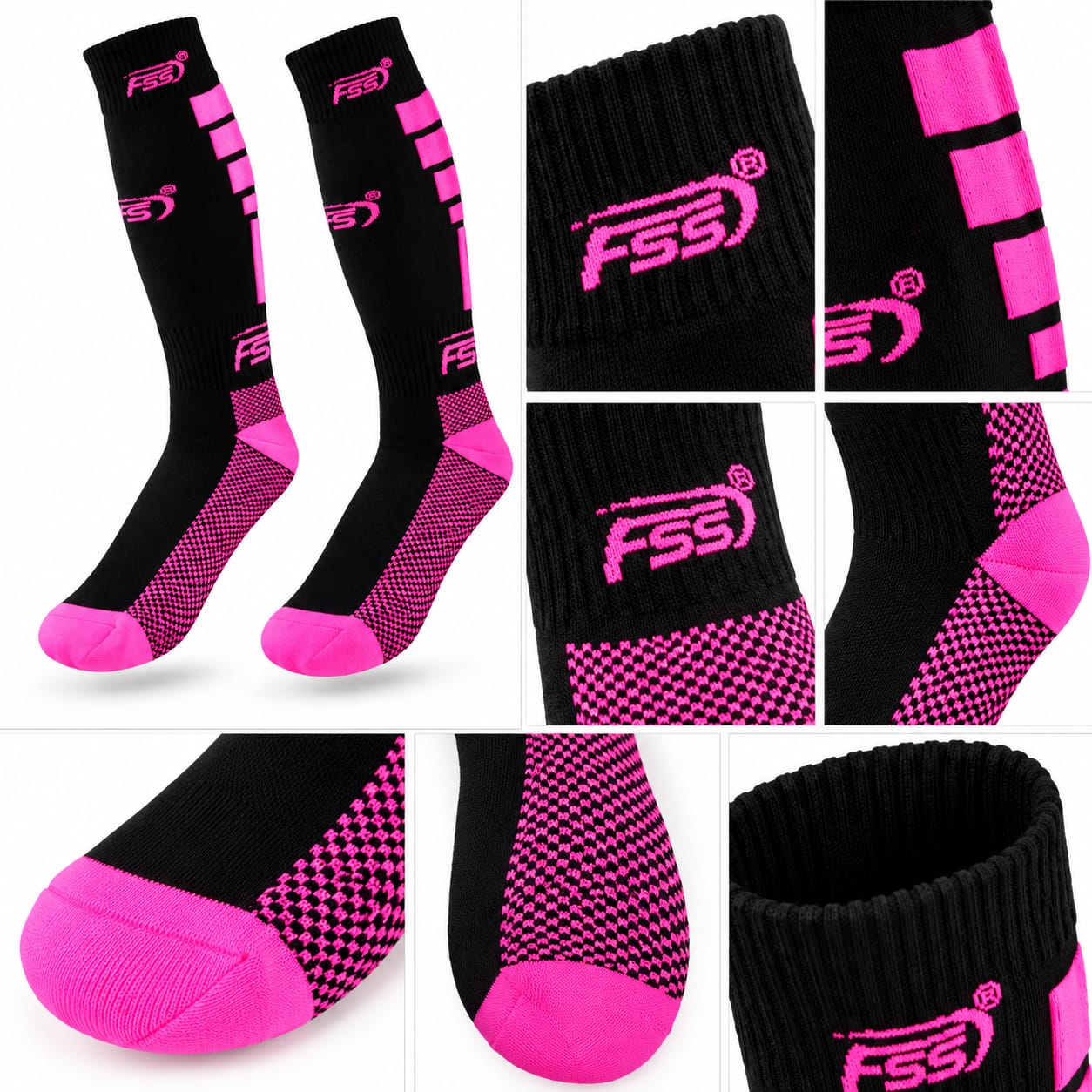 Media Fútbol ⚽ Negro-Fucsia Talla Pequeña Media Fútbol ⚽ Negro-Fucsia Talla Pequeña - Imagen 1