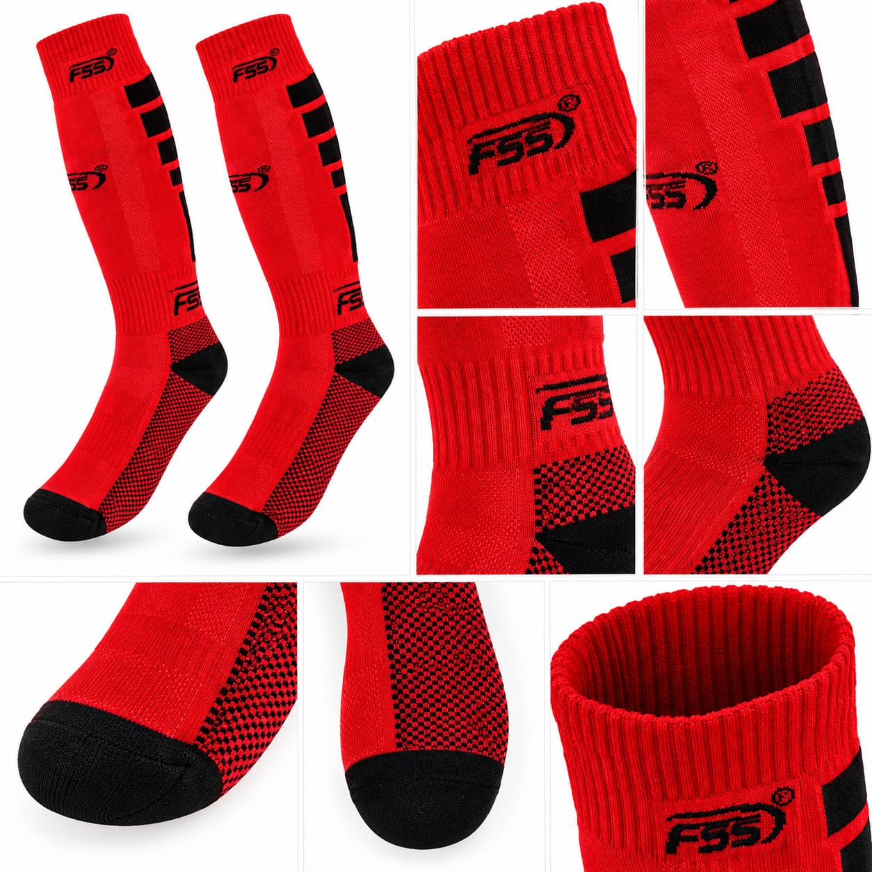 Media Fútbol ⚽ Rojo-Negro Talla Pequeña Media Fútbol ⚽ Rojo-Negro Talla Pequeña - Imagen 1