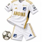 Uniforme Millonarios Blanca-Dorado Niños Visitante Temp. 2024-2025
