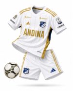 Uniforme Millonarios Blanca-Dorado Niños Visitante Temp. 2024-2025
